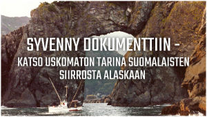 Vanha valokuva kalastusaluksesta, jonka päällä on teksti "Syvenny dokumenttiin".