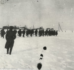 Harjoitus jäällä, Suomeen palanneita jääkäreitä (1918).