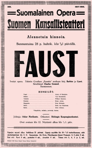 Gounod'n Faust-oopperan juliste 1918.