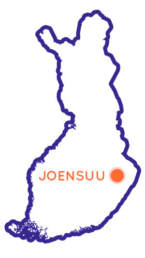 Finlands karta som visar Joensuus position.