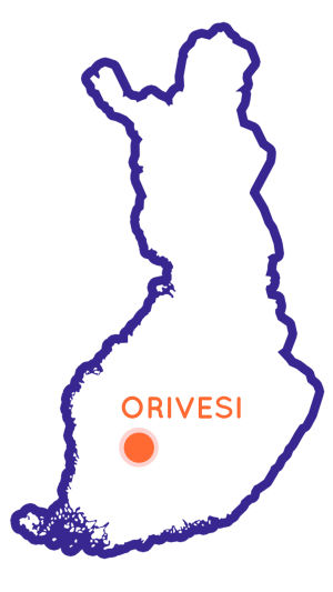 Finlands karta som visar Orivesis position.