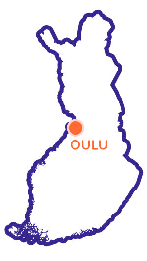 Karttaa klikkaamalla pääset Google Maps -karttaan, jossa ovat kaikki Egenland-kohteet. Finlands karta som visar Oulus position.