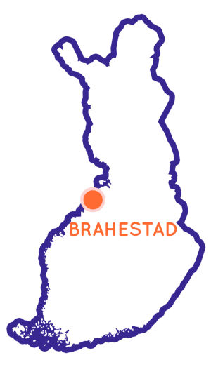 Genom att klicka på kartan kommer du till en karta, där du kan se alla Egenland-resmål. Finlands karta som visar Brahestads position.