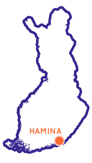 Finlands karta som visar Haminas position.
