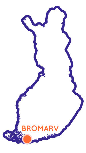 Genom att klicka på kartan kommer du till en Google Maps-karta, där du kan se alla Egenland-resmål. Finlands karta som visar Bromarvs position.