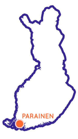 Finlands karta som visar Parainens position.