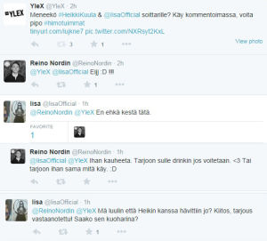 Reino ja Iisa jännittivät Suoraan soittarille -kisaa yhdessä twitterissä. // Kuva: Kuvakaappaus, Twitter.