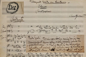 Aarre Merikannon Greta von Haartmanille omistama kappale "Violoncell". Aarre Merikannon nuottikäsikirjoitus Violoncell-kappaleesta.
