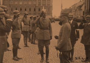 Jääkäriprikaati Senaatintorilla 28.4.1918. Jääkäriprikaatin paraati Helsingissä 28.4.1918.