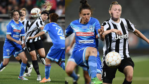 Hyyrynen och Franssi spelade mycket för Juventus. Hyyrynens försvar släppte in bara 9 mål under säsongen, vilket är under ett mål varannan match, medan Franssi sköt 10 strutar framåt. Tuija Hyyrynen och Sanni Franssi mot Brescia.