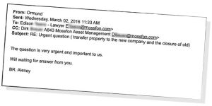 Revinnäinen sähköposti kirjeenvaihdosta Mossack Fonsecan kanssa