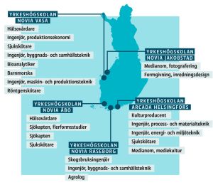 Här kan du se vilka svenskspråkiga utbildningar det fanns möjlighet att söka till i tilläggsansökan. Grafik om lediga studieplatser i Svenskfinland
