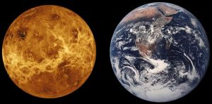 Venus och jorden i jämförelse.