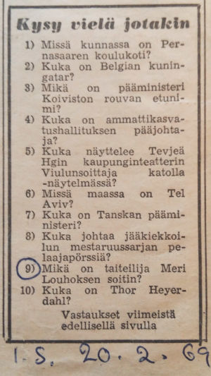 Lehtileike Ilta-Sanomat Kysy vielä jotain -palsta: Mikä on taiteilija Meri Louhoksen soitin?