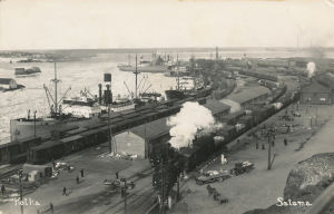 Kotkan satama 1930-luvun postikortissa.