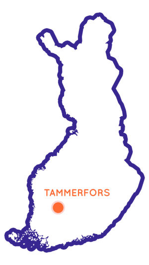 Genom att klicka på kartan kommer du till en karta, där du kan se alla
Egenland-resmål. Karta över Finland med Tammerfors läge utmärkt.
