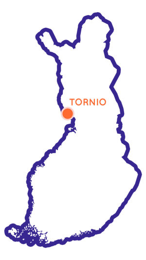Karttaa klikkaamalla pääset karttaan, jossa ovat kaikki Egenland-kohteet. Karta av Finland med Torneå utmärkt som en punkt.