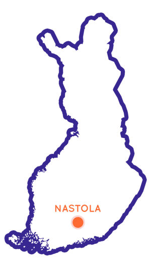 Suomen kartta, jossa Nastola merkittynä.