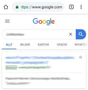 Exempel på valreklam i Google-sökresultat.
