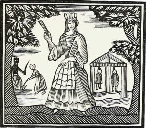 En illustration av Moll Flanders från en tidig utgåva av verket. En illustration av Moll Flanders ur en utgåva från 1700-talet.