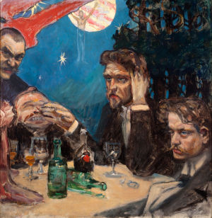 Akseli Gallénin Symposion-taulun ensimmäinen versio Kajustaflan. Akseli Gallénin Symposion-taulun ensimmäinen versio Kajustaflan 1890-luvun alusta.