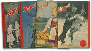 Signaalia julkaistiin Suomessa 1940-luvulla nimillä Signal ja Signaali. Signaalien kansia.