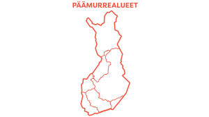 Graafinen kartta, joss näkyvät Suomen 7 päämurrealuetta.