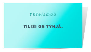 Yhteismaa kortti, jossa lukee: Tilisi on tyhjä.