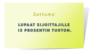 Sattuma kortti, jossa lukee: Kokoomus sijoittaa rahastoosi 50 000 euroa.