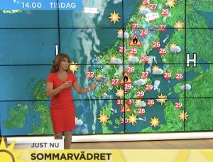 Sommaren 2018 brann skogarna vilt i Sverige på grund av torkan och hettan som det stationära högtrycket över Skandinavien gav upphov till. Väderkarta från sommaren 2018.