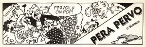 Sarjakuvahahmo kourii naisia.