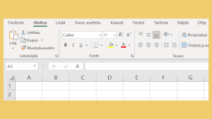 Kuvakaappaus Excel-ohjelman perusnäkymästä.