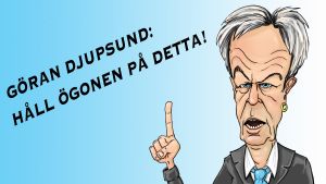 Göran Djupsund-karikatyr från år 2015 Karikatyr av Svenska Yles valexpert Göran Djupsund
