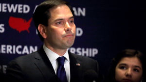 Marco Rubio är republikansk senator. Marco Rubio efter att han hoppat av primärvalskampanjen i mars 2016.