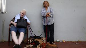 Många drabbades av orkanen Maria. Ett äldre par som har evakuerats från sitt hem i Puerto Rico.