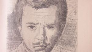 "Moi" - självporträtt av Hjalmar Söderberg från 1890. Dottern Dora hade teckningen inramad i sin loge på Dramaten. "Moi" - självporträtt av Hjalmar Söderberg från 1890, då han var 21 år . Dottern Dora hade teckningen inramad i sin loge på Dramaten.