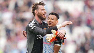 David de Gea och Jesse Lingard firar seger.