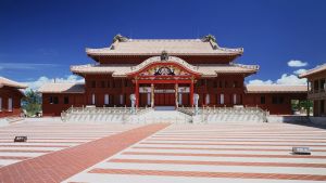 Så här såg slottet ut hösten 1993. Arkivbild från 1 september 1993. Shuri-slottet i Okinawaprefekturen i Japan.