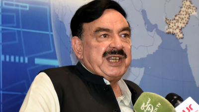 En bild av den pakistanska politikern Sheikh Rashid.