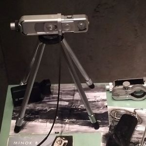 Spionkamera av märket Minox som även Lauri Solehmainen hade med sig på spionresan till Murmansk. Bild på spionkameran Minox B