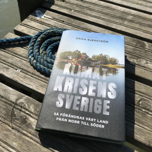 Erika Bjerströms Klimatkrisens Sverige - en tankeväckande läsning på sommarbryggan. pärmen till boken Klimatkrisens Sverige