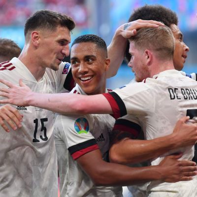 Belgien firar mål i EM.