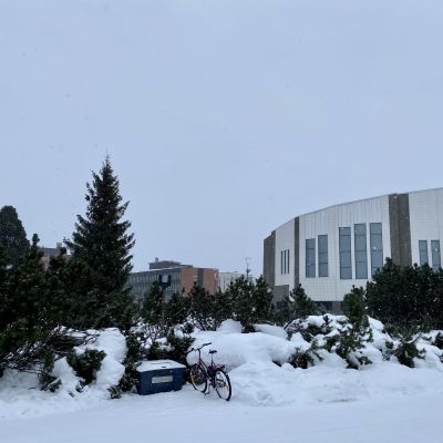 Rovaniemen kaupungintalo, maassa lunta