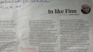 DNA-testet gav upphov till en kolumn i tidningen West Australian. Robert Drewe skrev en kolumn om sitt finska ursprung