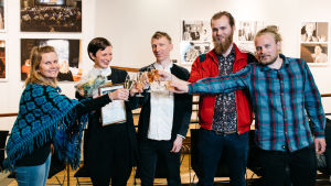 Shortdoxin finalistit Anu Jumppanen (vas), Nanna Hauge Kristensen, Jon Jordås, Christer Sev ja Sondre Holen