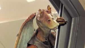 Gunganen Jar Jar Binks blev en av Star Wars mest polariserande figurer. Gunganen Jar Jar Binks.