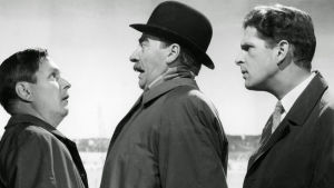 Klassikot: Kokki, Palmu ja Virta. Leo Jokela (etsivä Kokki), Joel Rinne (komisario Palmu) ja Matti Ranin (ensimmäisen ryhmän päällikkö). Kuva elokuvasta Tähdet kertovat, komisario Palmu.