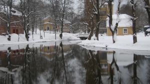 Fiskars bruk kategoriseras som ett landskap som är värdefullt på riksplan. Vinter i Fiskars