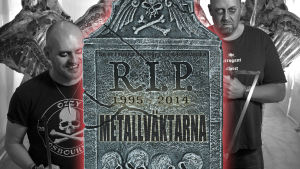 Lasse Grönroos och Marcus Roselunds program Metallväktarna gick i graven 2014. Metallväktarnas gravsten