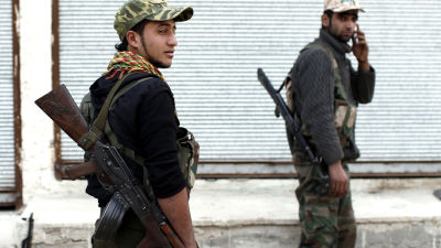 Medlemmar i kurdmilisen YPG i Kobane i januari 2015.